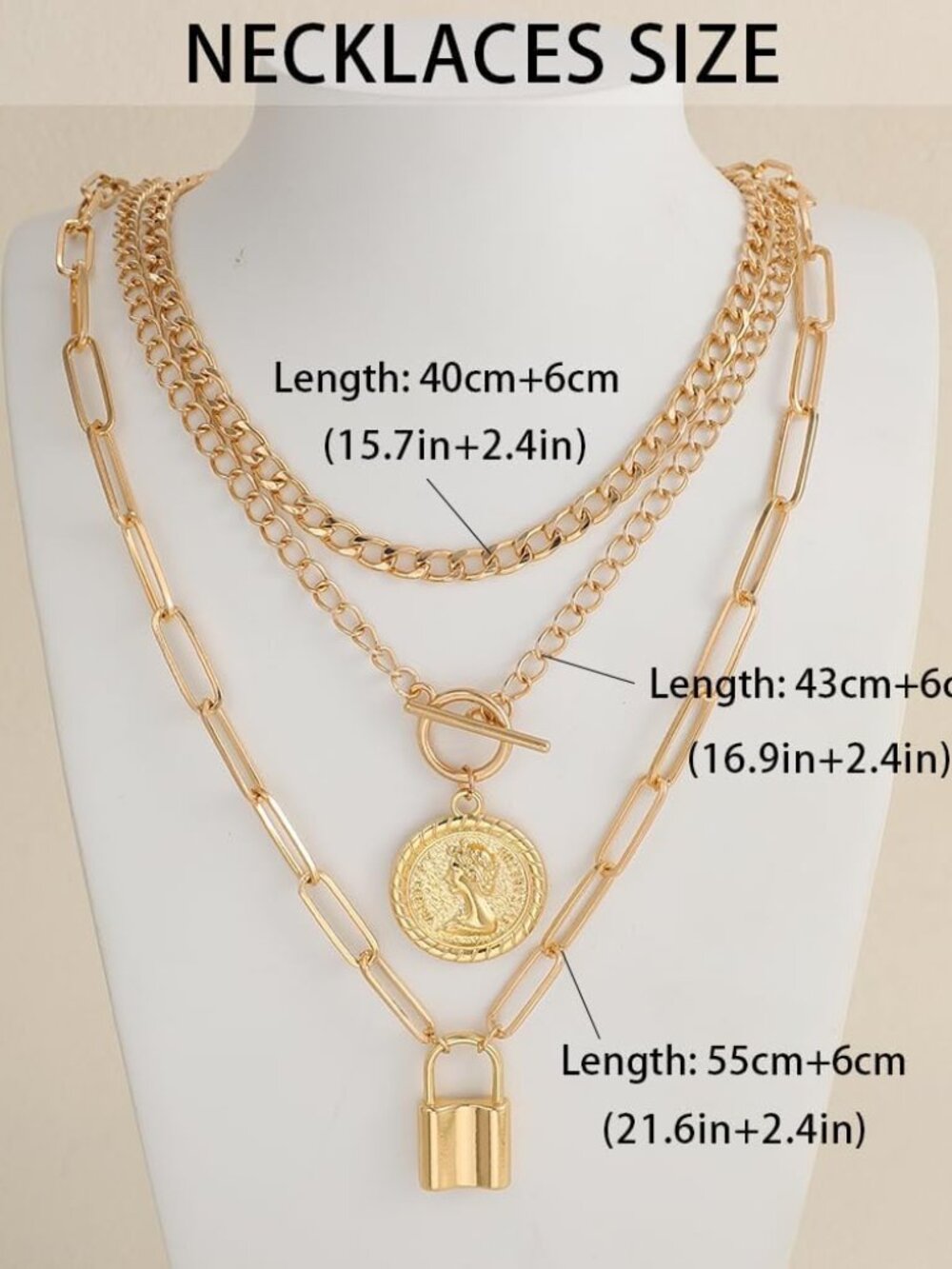Vintage Gold Layered Necklaces for Women Trendy, Chunky Cuban Link Paperclip Cha - Picture 9 of 9